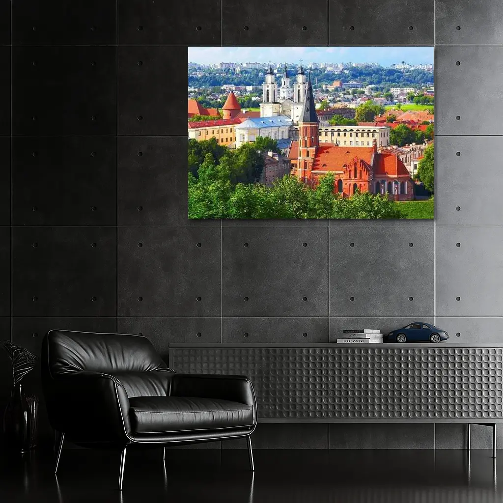 Kaunas Old Town Churches Aerial City View – Wall Art
