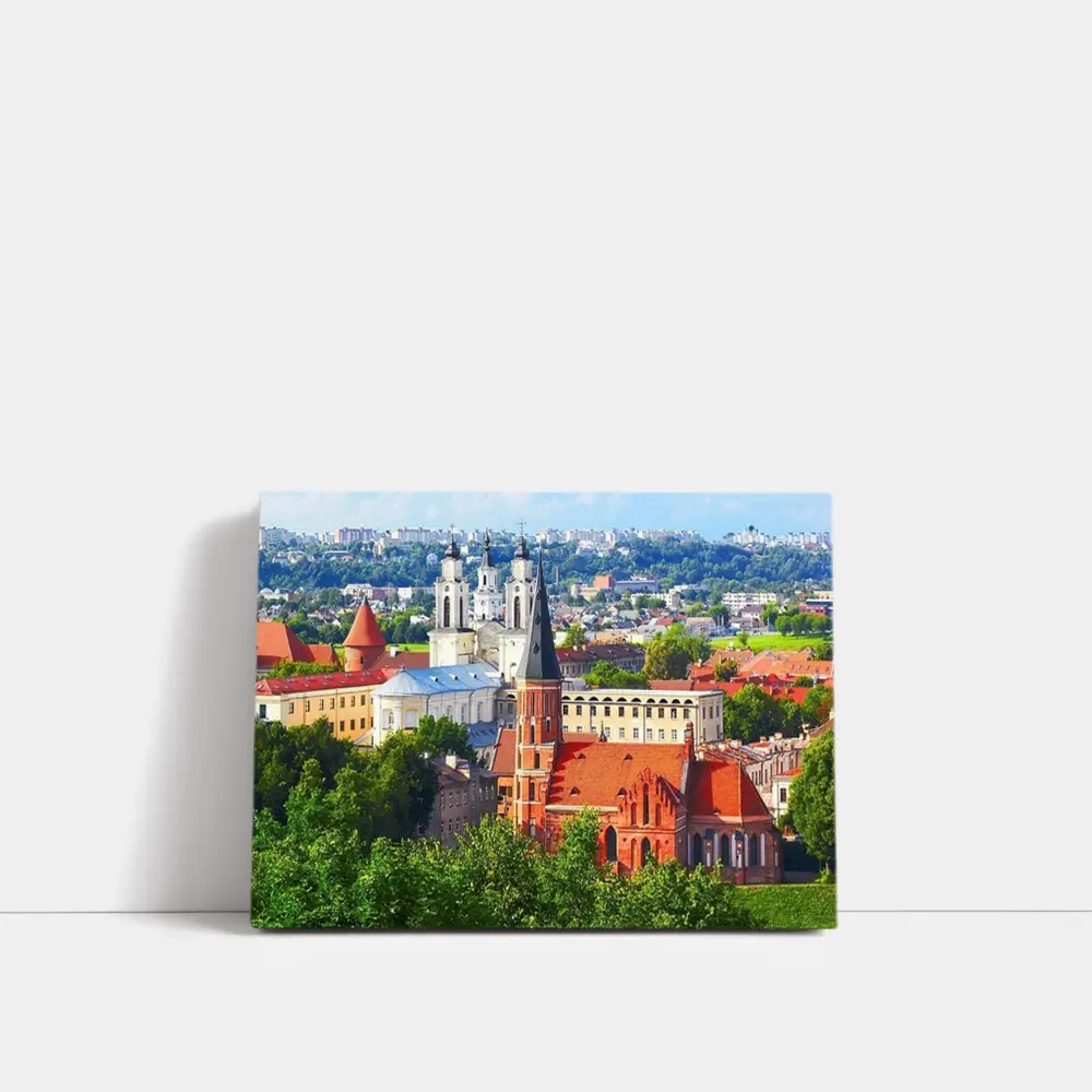 Kaunas Old Town Churches Aerial City View – Wall Art