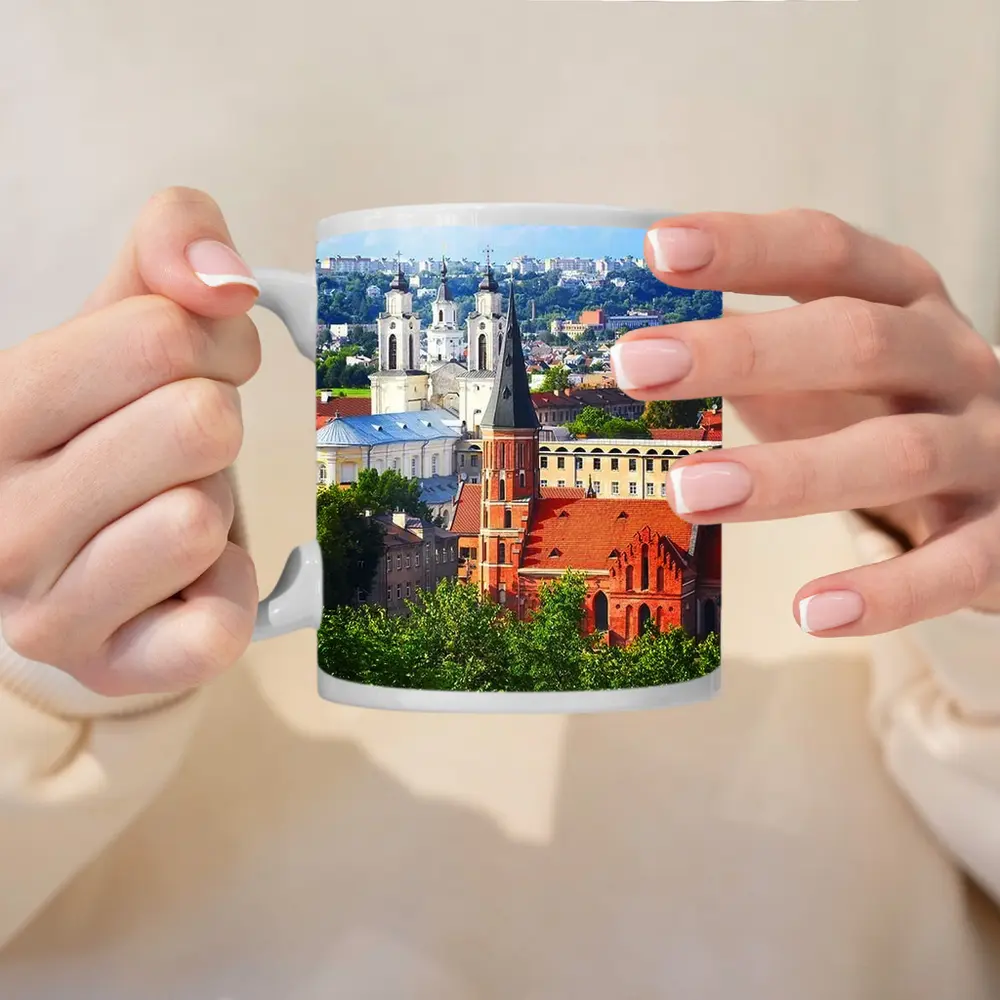 Kaunas Old Town Churches Aerial City View – Mugs