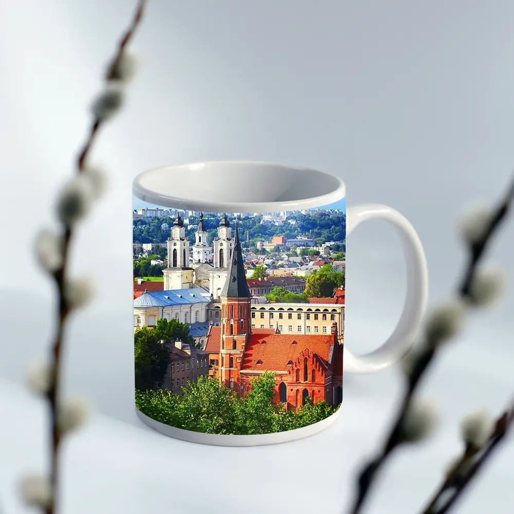 Kaunas Old Town Churches Aerial City View – Mugs