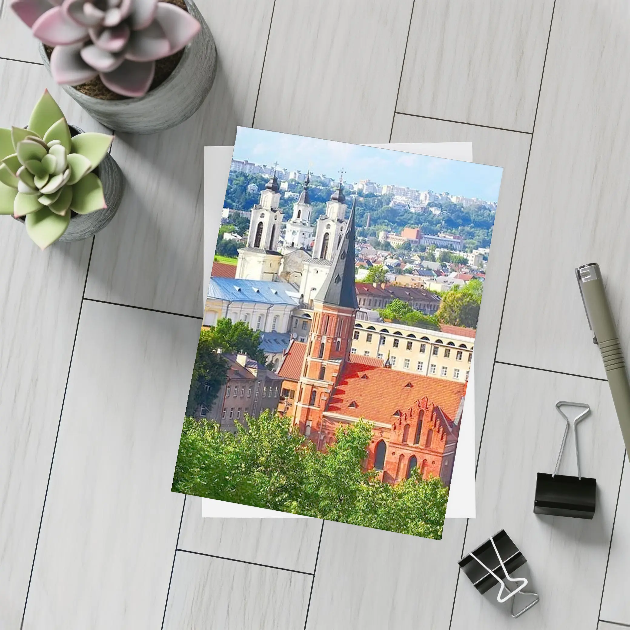 Kaunas Old Town Churches Aerial City View – Postcards