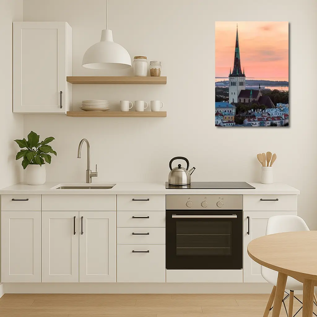 Tallinn Old Town Church Sunset Sky – Wall Art