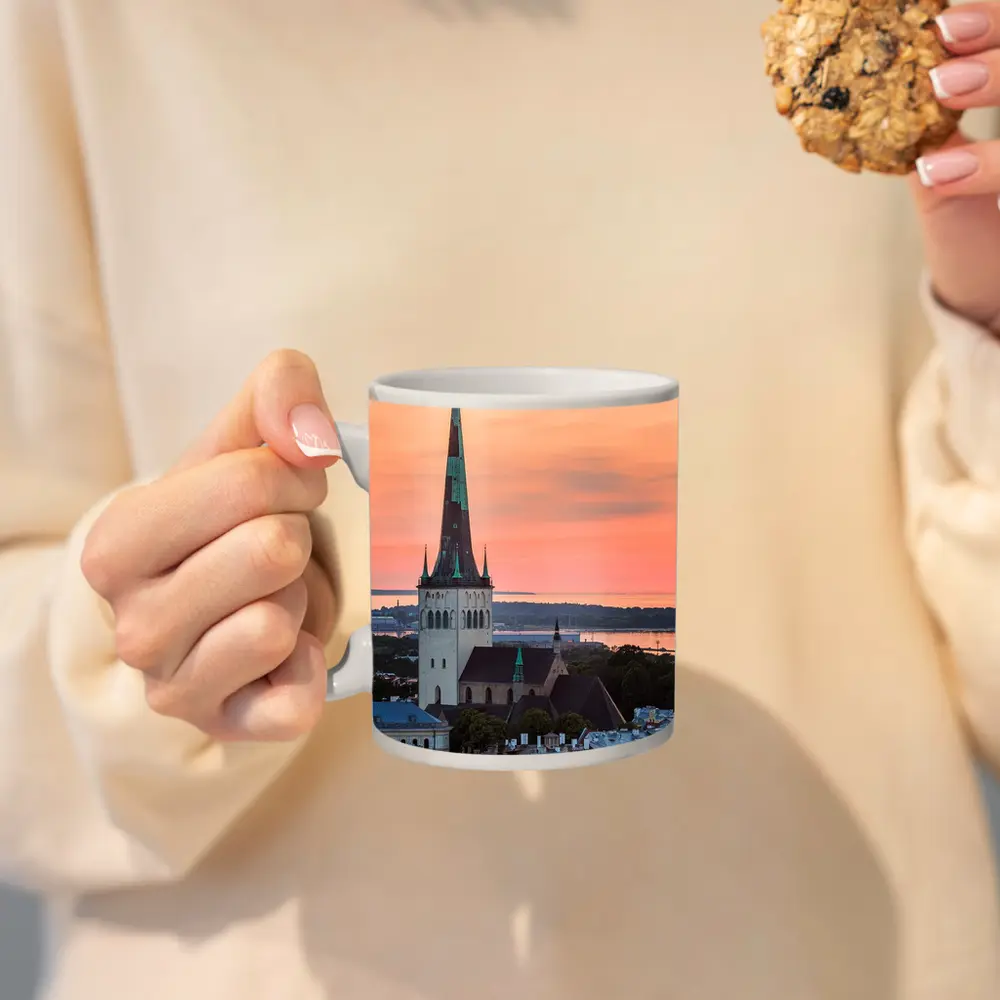 Tallinn Old Town Church Sunset Sky – Mugs