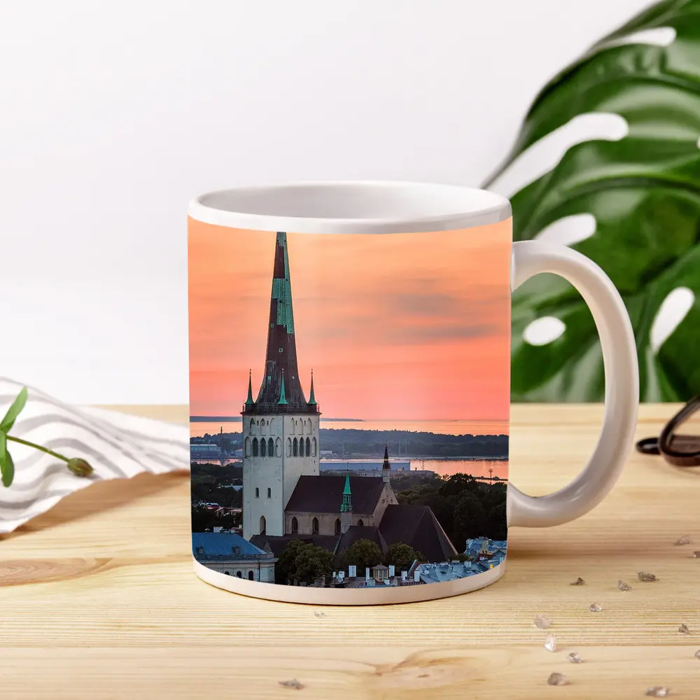 Tallinn Old Town Church Sunset Sky – Mugs
