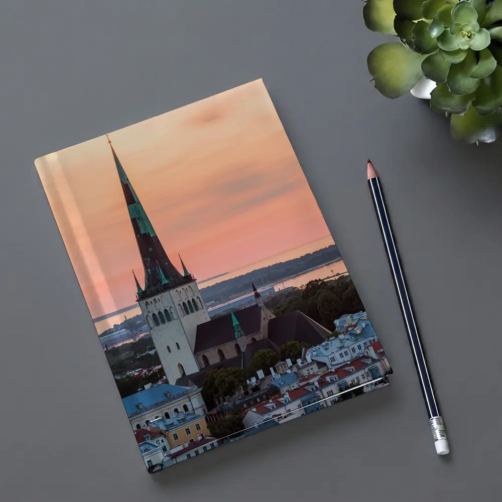 Tallinn Old Town Church Sunset Sky – Notebooks