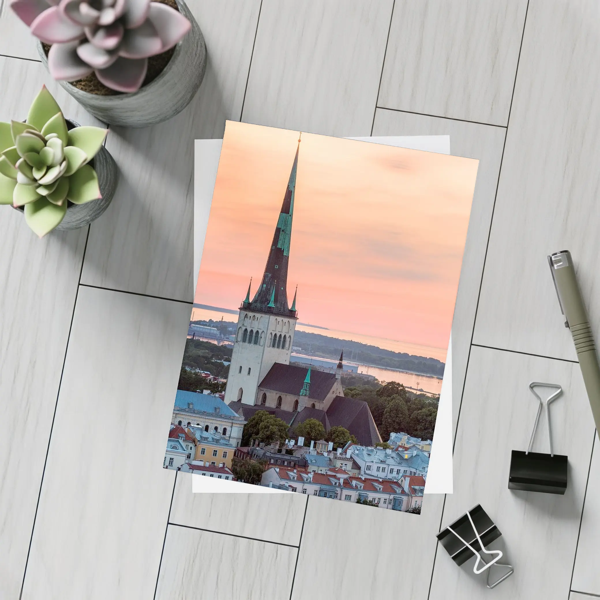 Tallinn Old Town Church Sunset Sky – Postcards