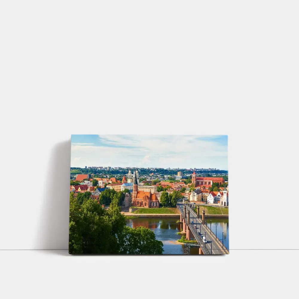Kaunas Old Town River Bridge Aerial View – Wall Art
