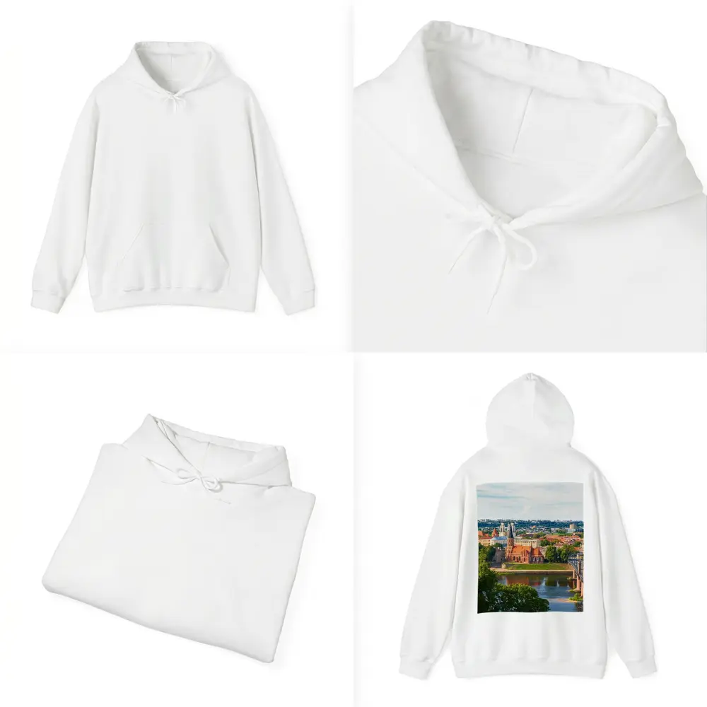 Kaunas Old Town River Bridge Aerial View – Hoodies