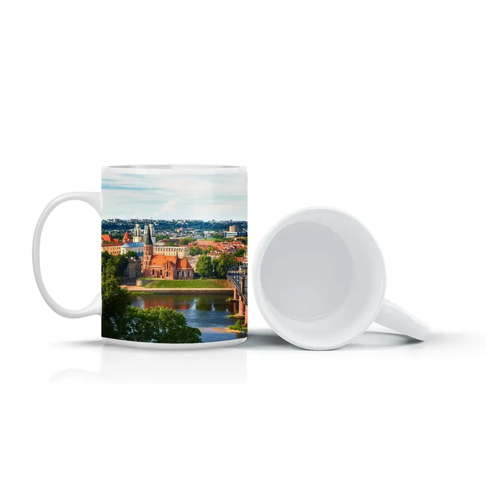 Kaunas Old Town River Bridge Aerial View – Mugs