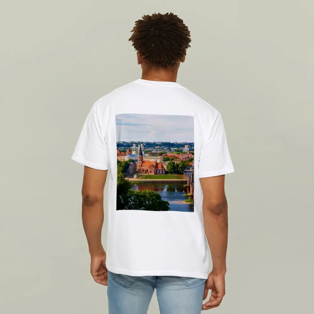 Kaunas Old Town River Bridge Aerial View – T-Shirts