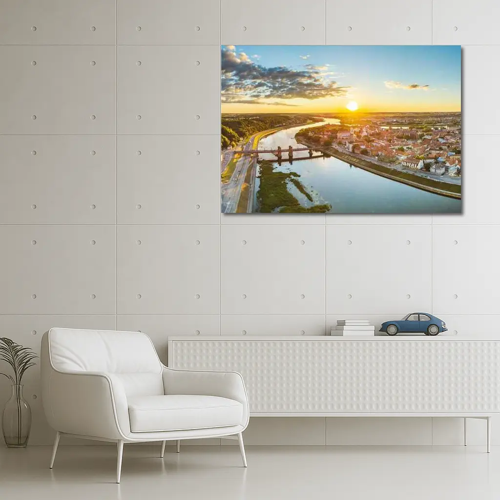 Kaunas City Aerial View Golden Sunset – Wall Art