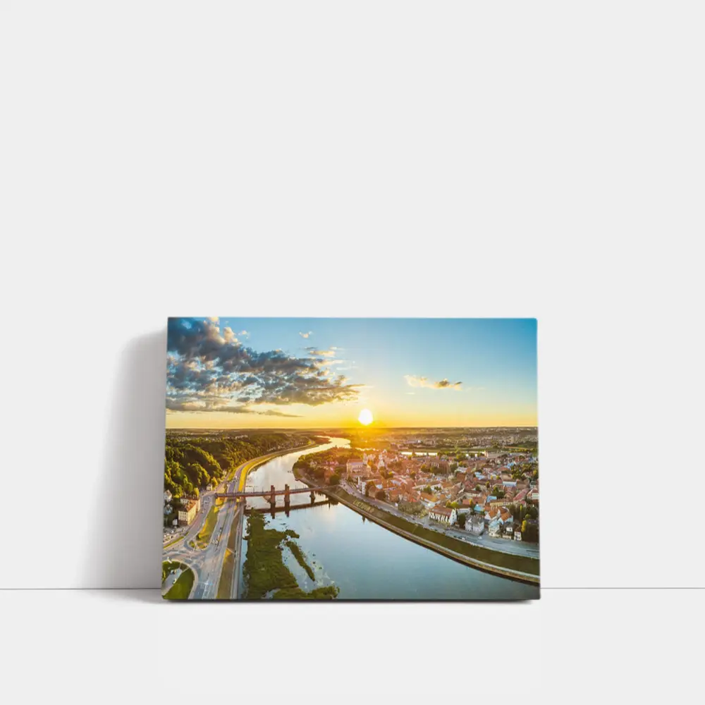 Kaunas City Aerial View Golden Sunset – Wall Art