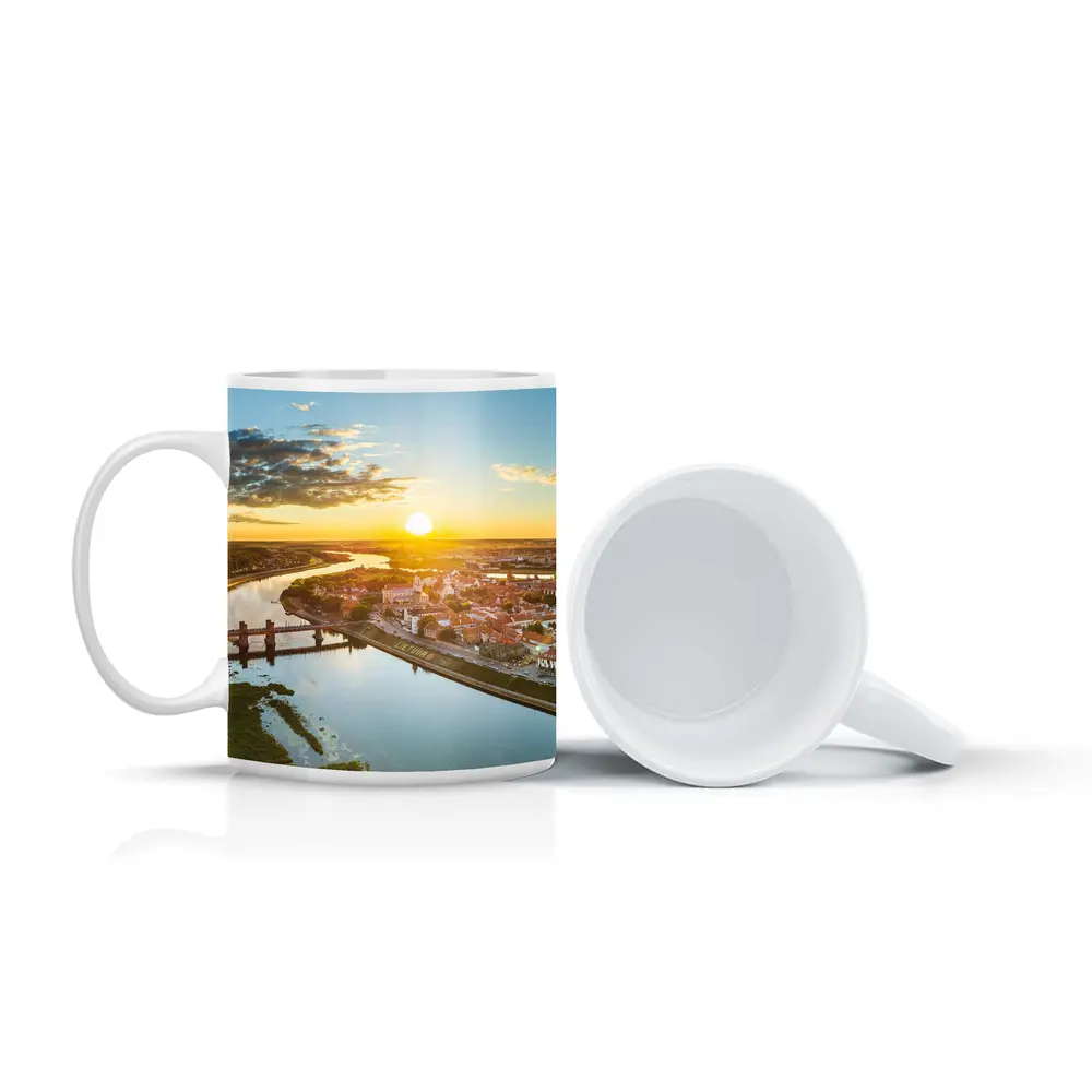 Kaunas City Aerial View Golden Sunset – Mugs