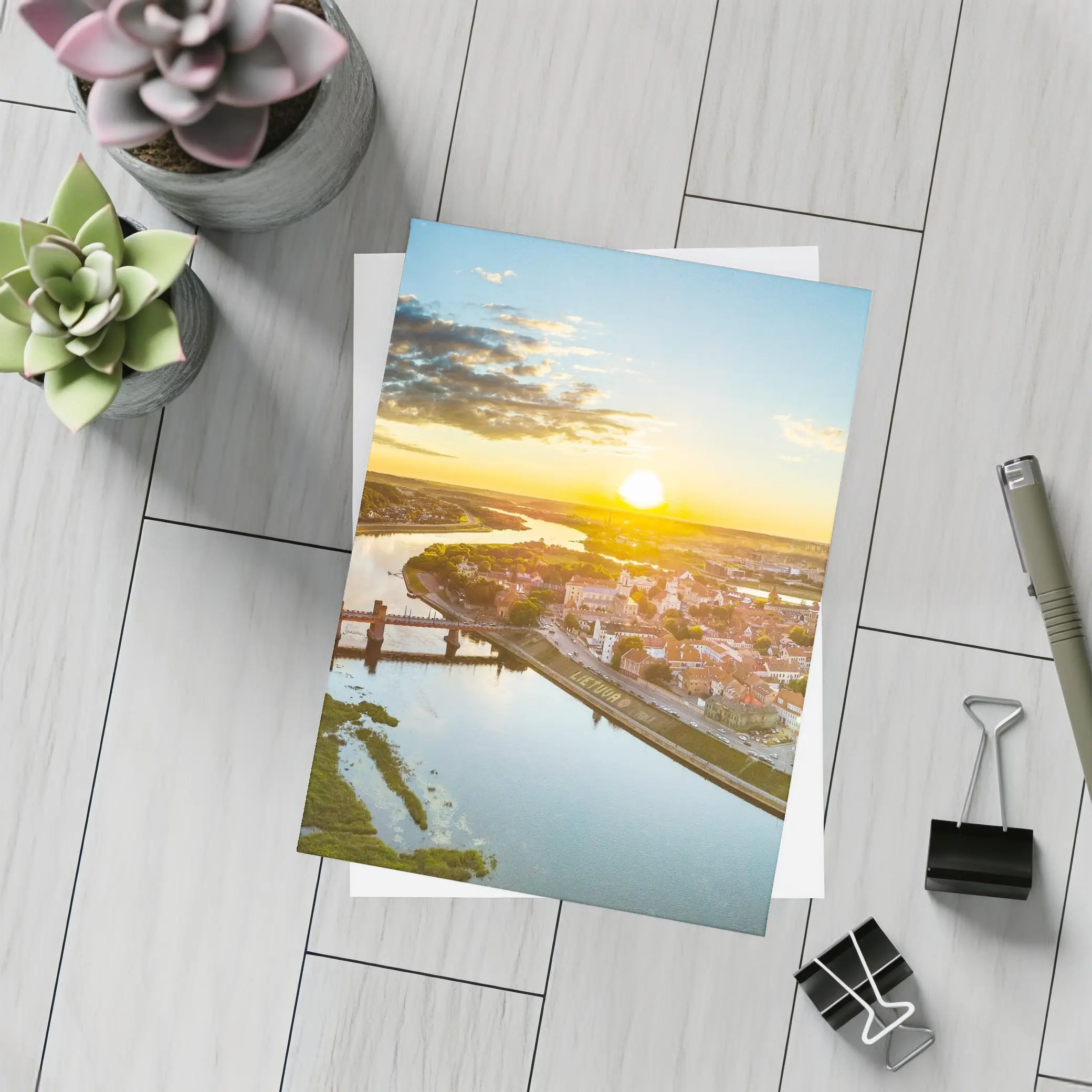 Kaunas City Aerial View Golden Sunset – Postcards