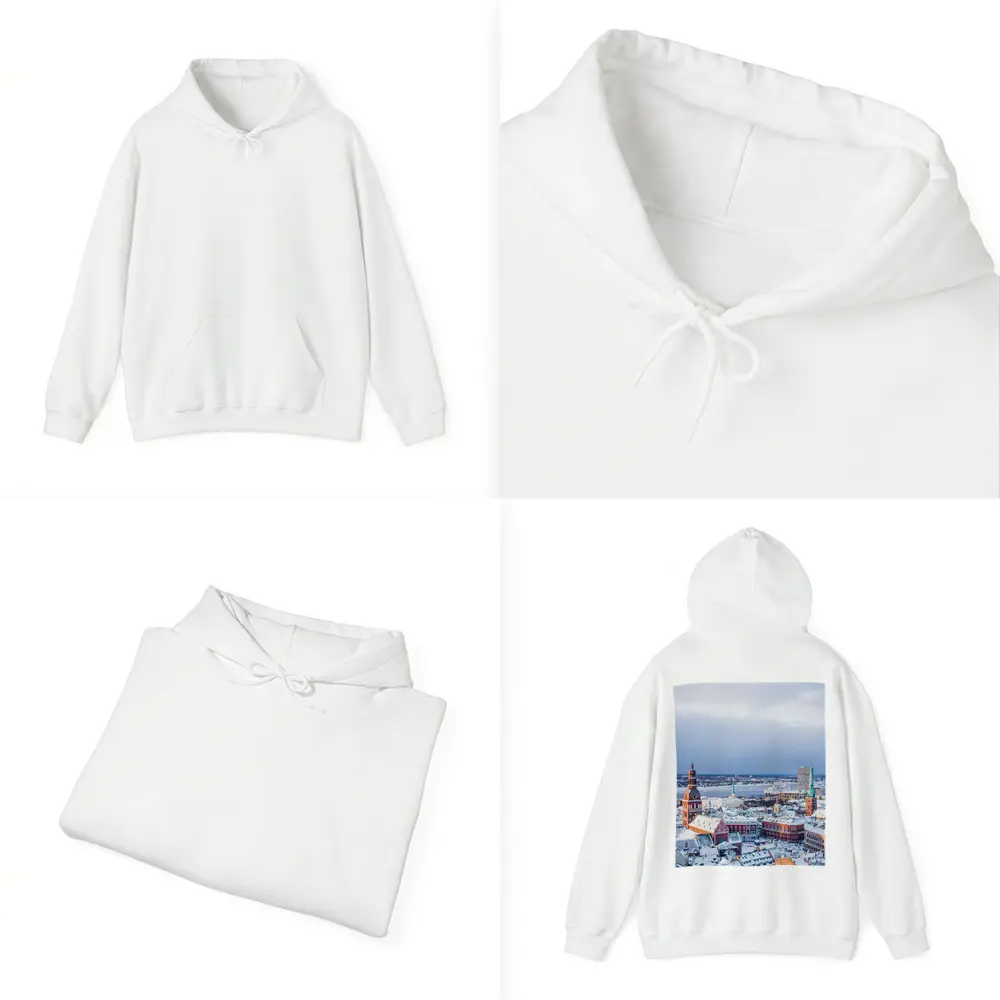 Riga Old Town Snowy Winter Aerial View – Hoodies