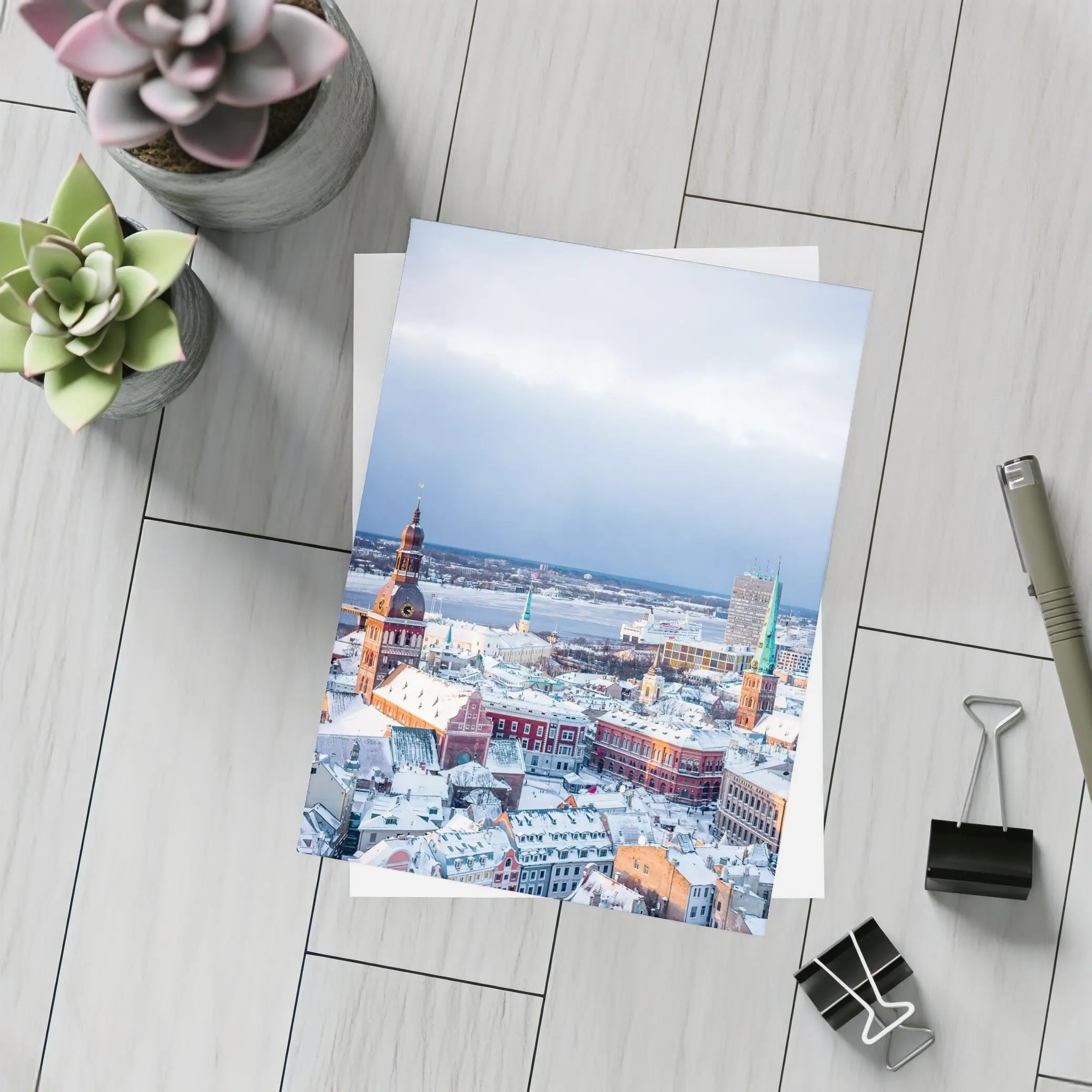Riga Old Town Snowy Winter Aerial View – Postcards