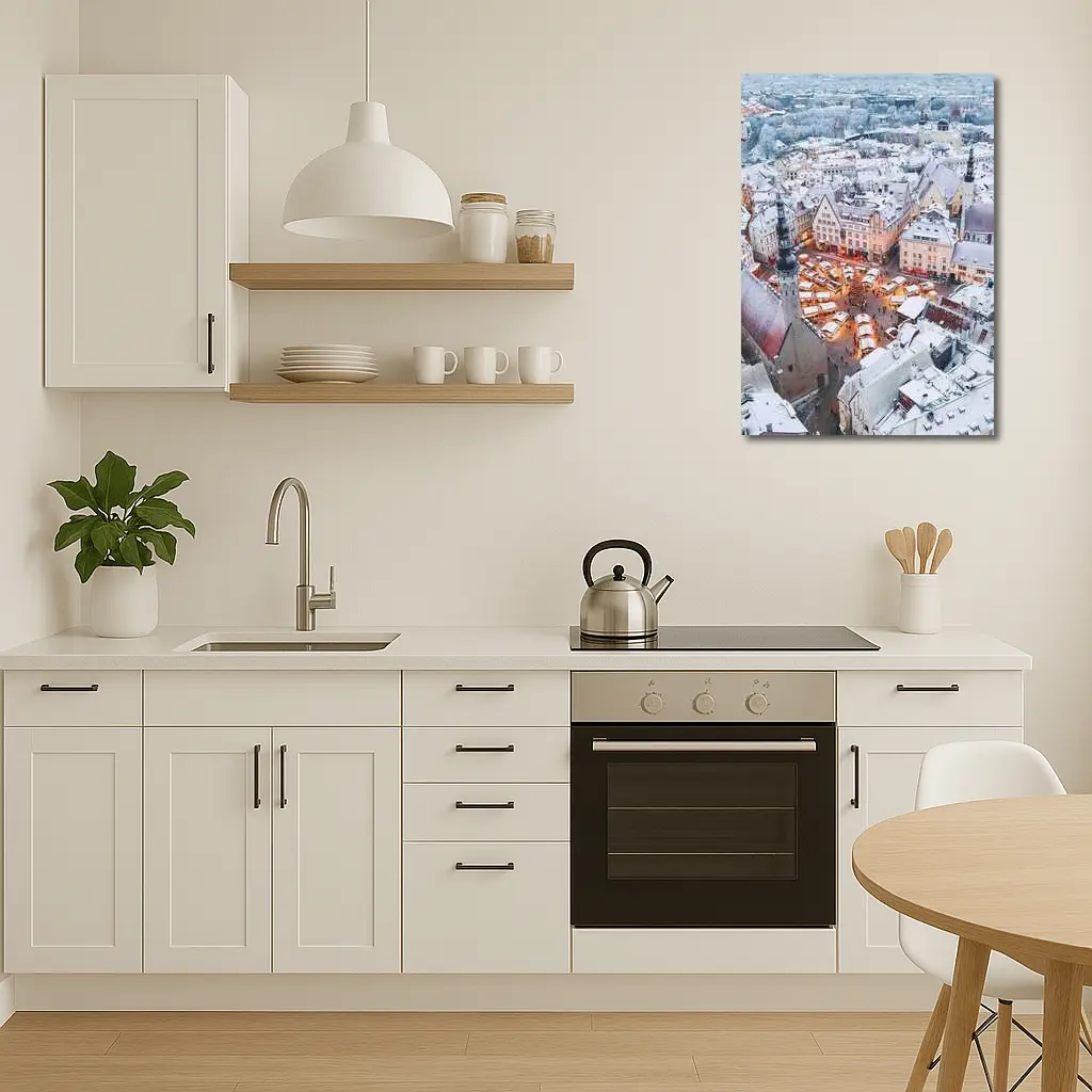 Tallinn Old Town Christmas Market Winter Aerial – Wall Art