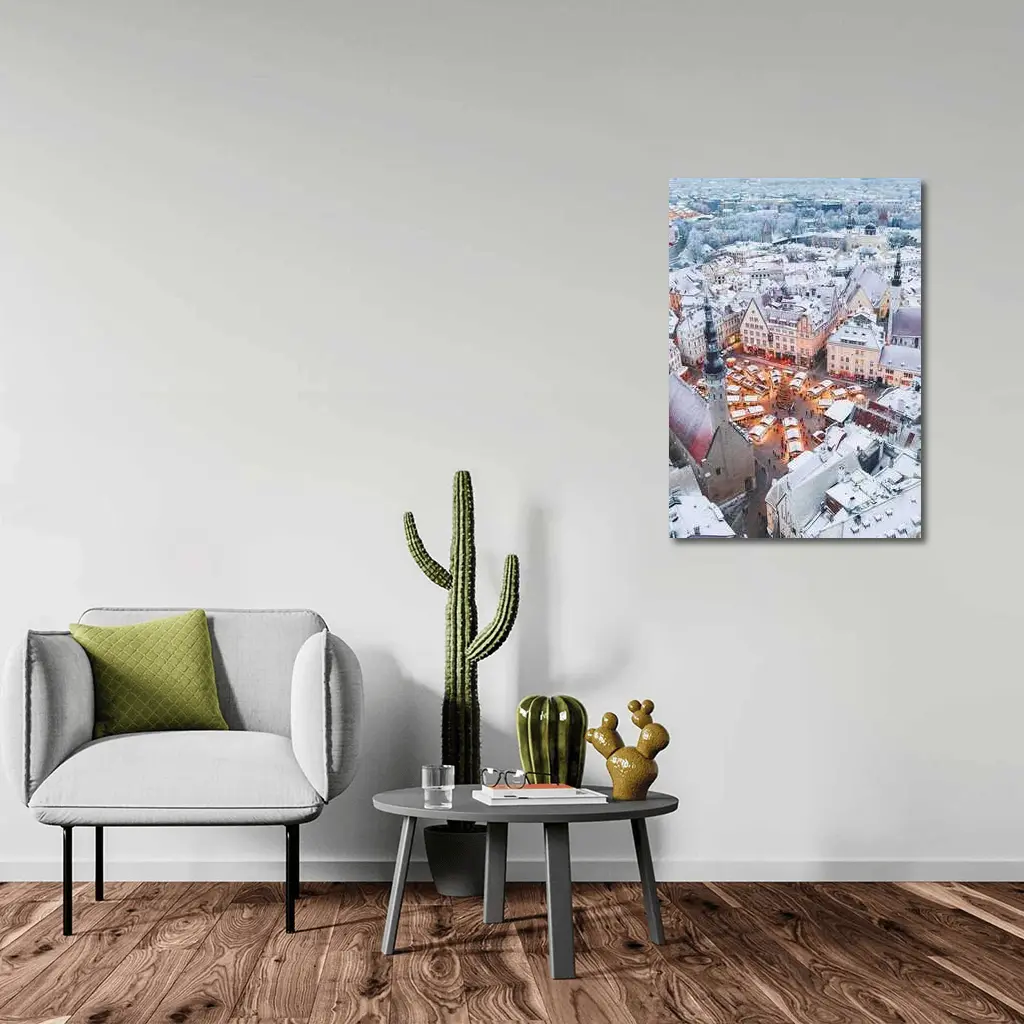 Tallinn Old Town Christmas Market Winter Aerial – Wall Art