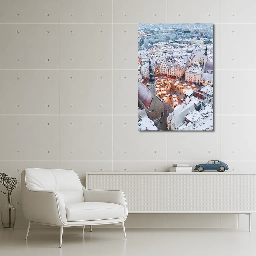 Tallinn Old Town Christmas Market Winter Aerial – Wall Art