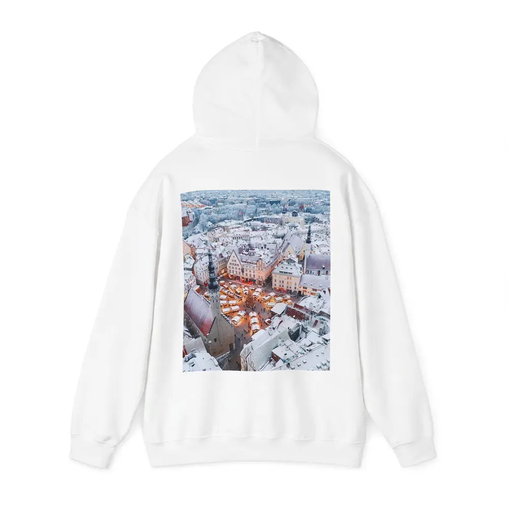 Tallinn Old Town Christmas Market Winter Aerial – Hoodies