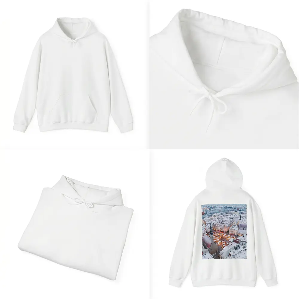 Tallinn Old Town Christmas Market Winter Aerial – Hoodies