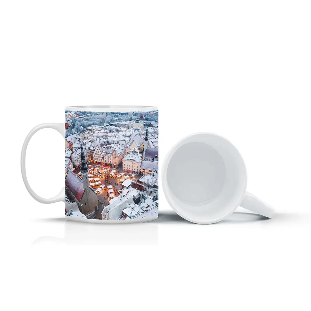Tallinn Old Town Christmas Market Winter Aerial – Mugs