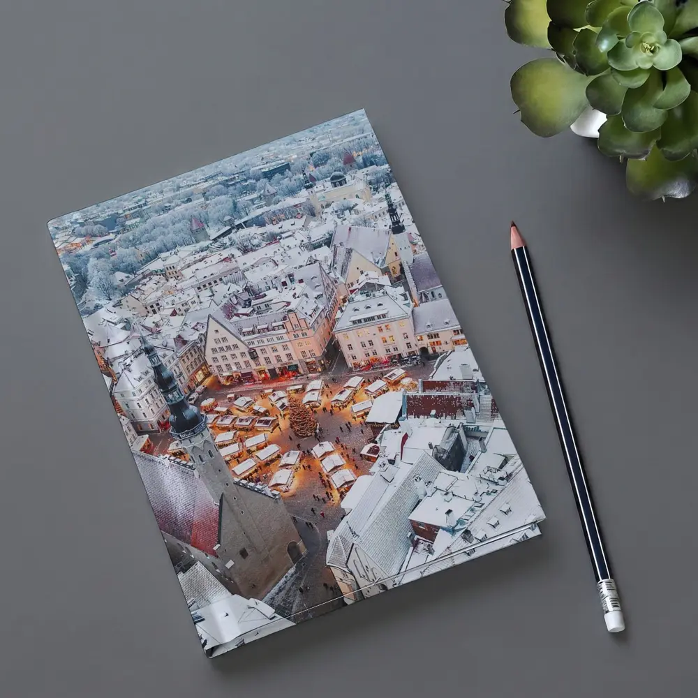 Tallinn Old Town Christmas Market Winter Aerial – Notebooks