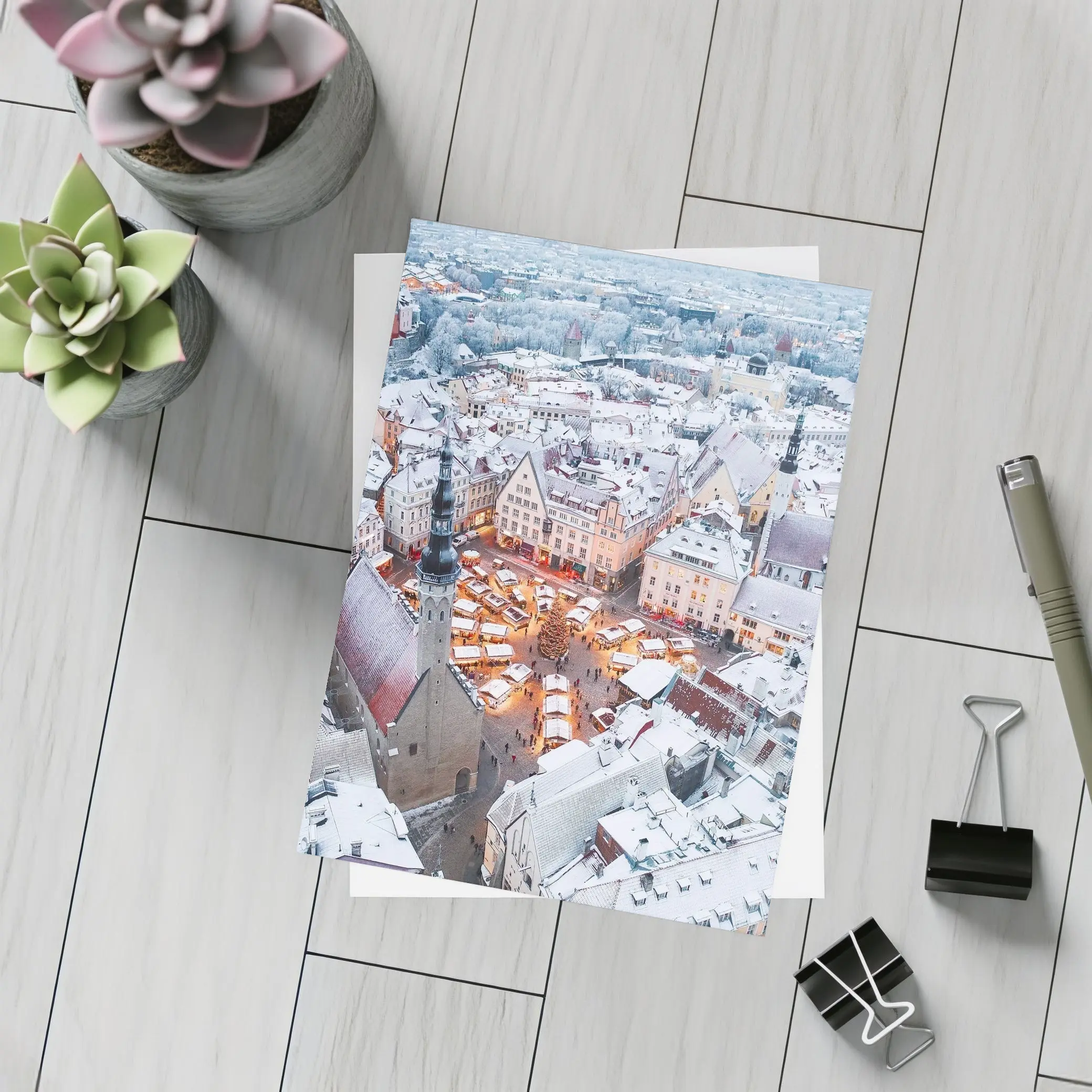 Tallinn Old Town Christmas Market Winter Aerial – Postcards
