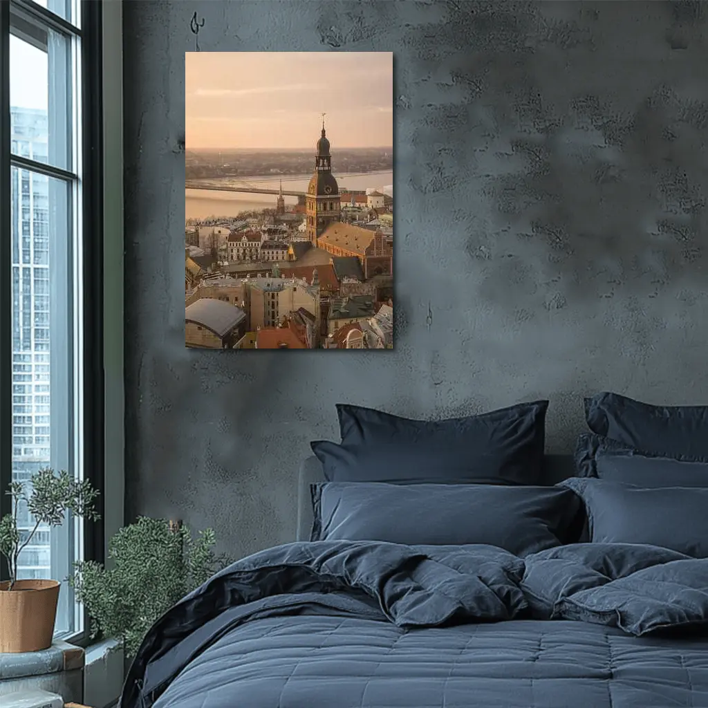 Riga Old Town Cathedral Aerial Dusk View – Wall Art