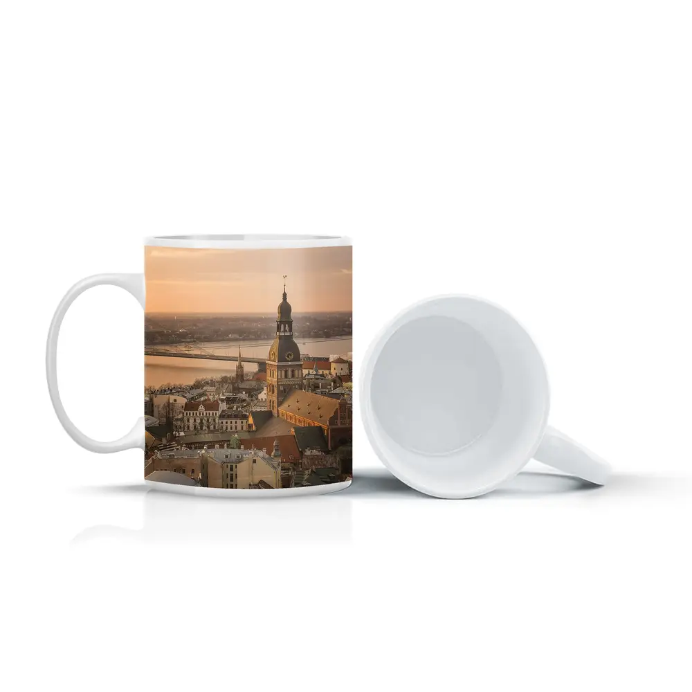 Riga Old Town Cathedral Aerial Dusk View – Mugs