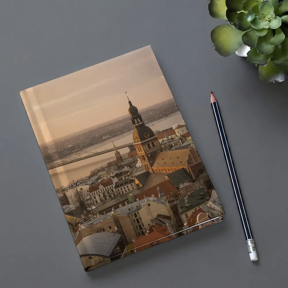 Riga Old Town Cathedral Aerial Dusk View – Notebooks