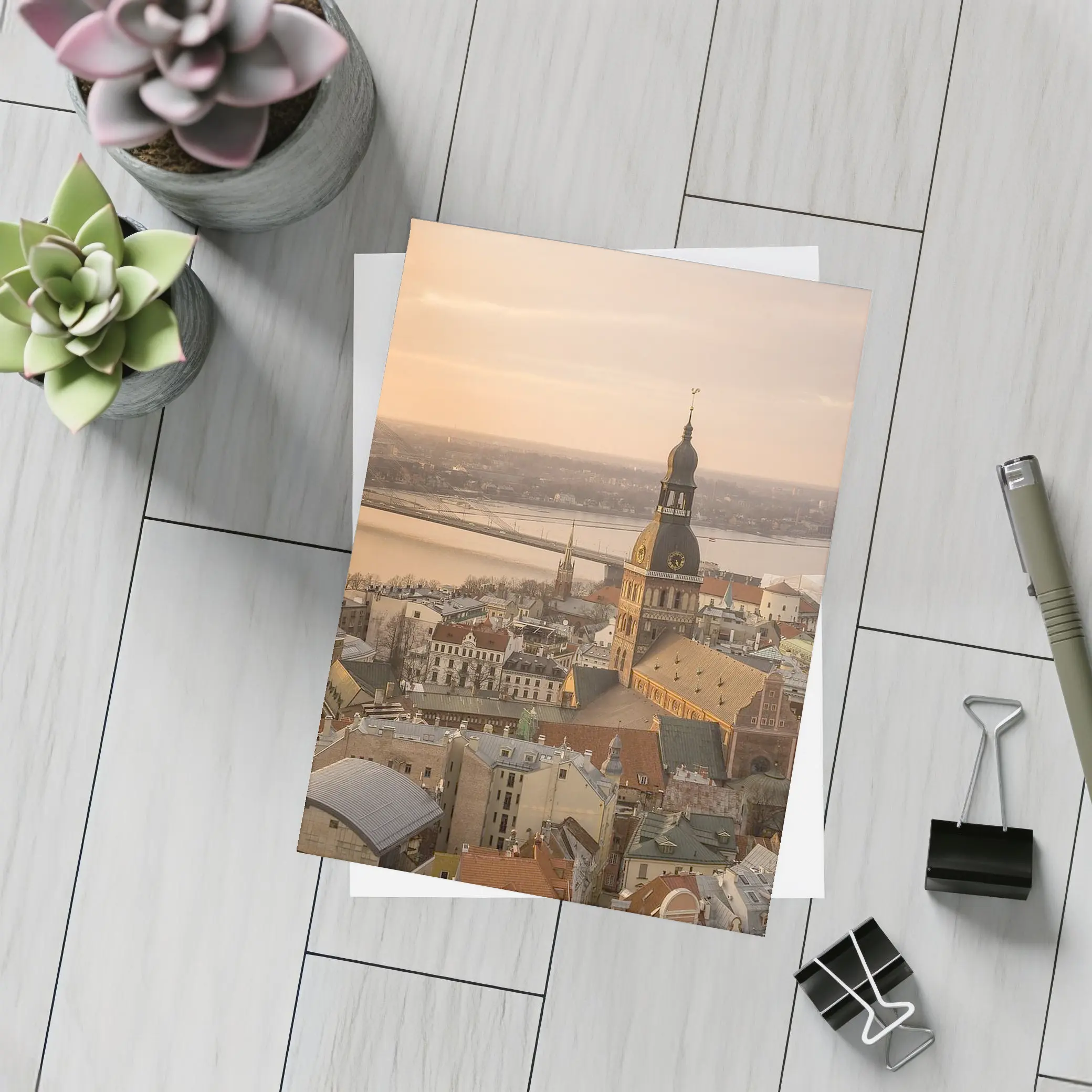 Riga Old Town Cathedral Aerial Dusk View – Postcards