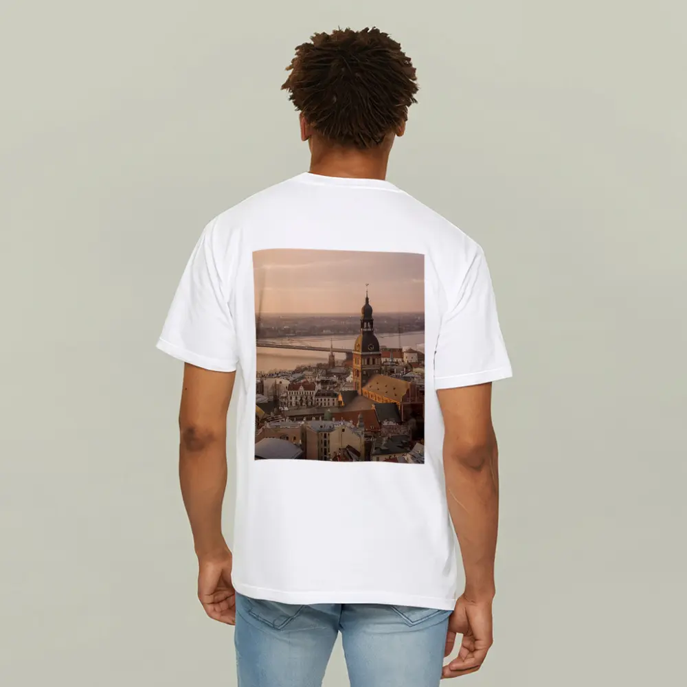 Riga Old Town Cathedral Aerial Dusk View – T-Shirts