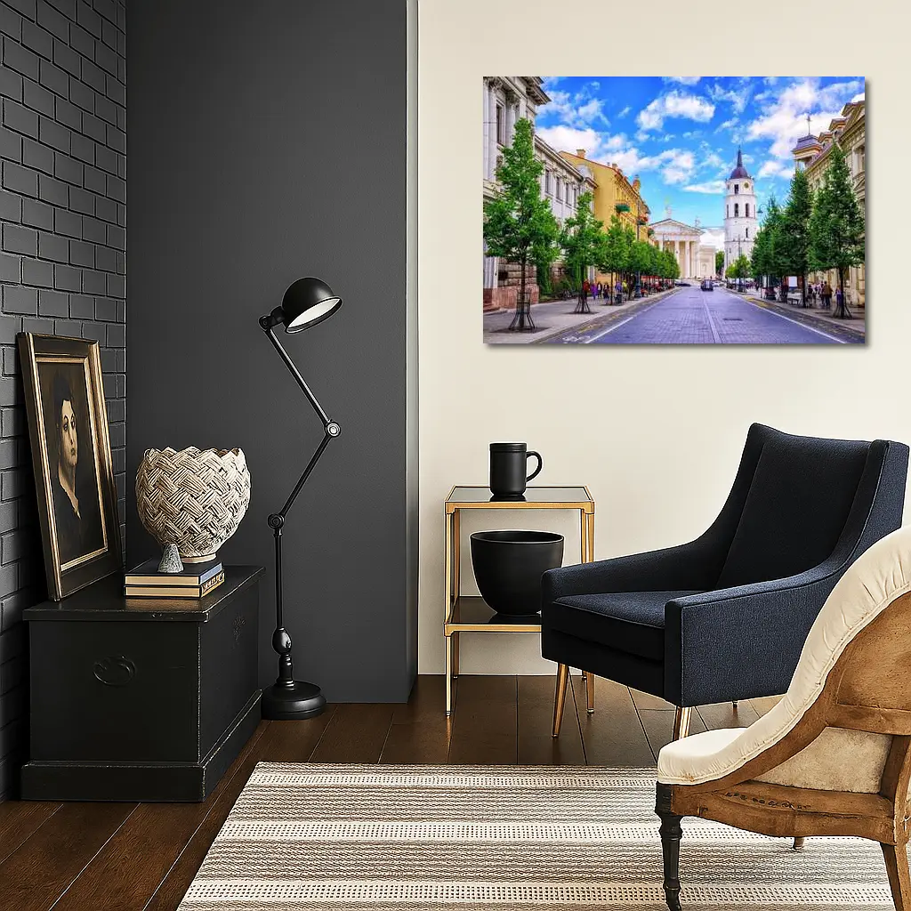 Vilnius Cathedral Bell Tower Old Town Street – Wall Art