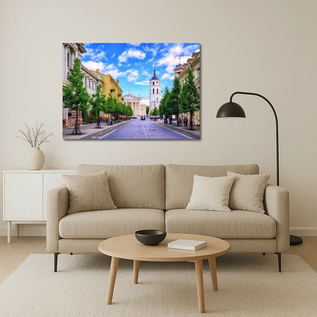 Vilnius Cathedral Bell Tower Old Town Street – Wall Art