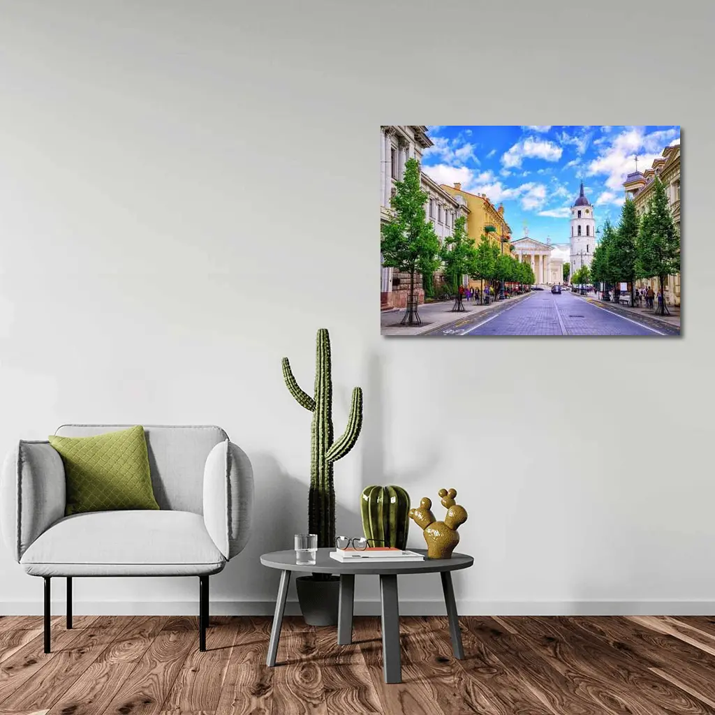 Vilnius Cathedral Bell Tower Old Town Street – Wall Art