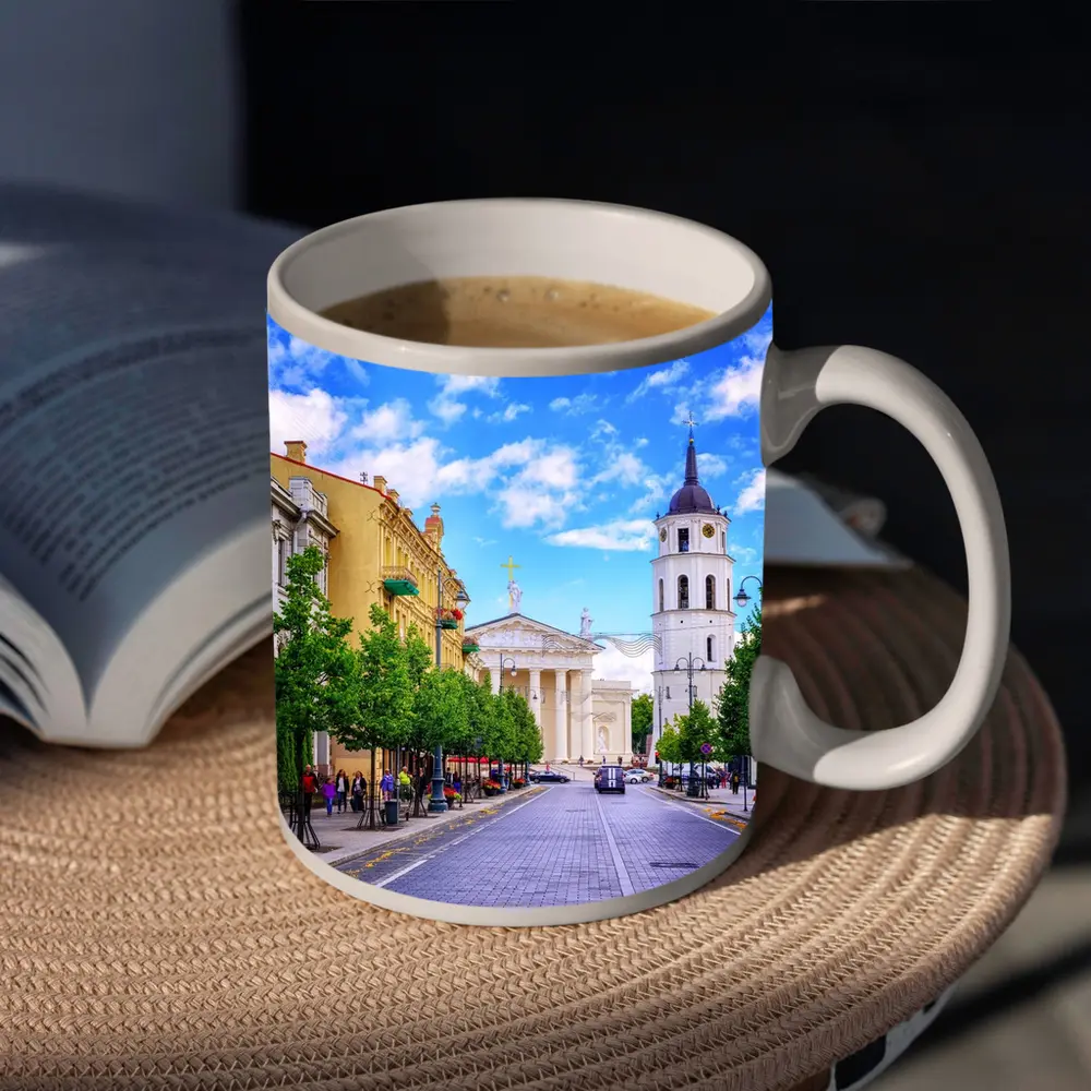 Vilnius Cathedral Bell Tower Old Town Street – Mugs