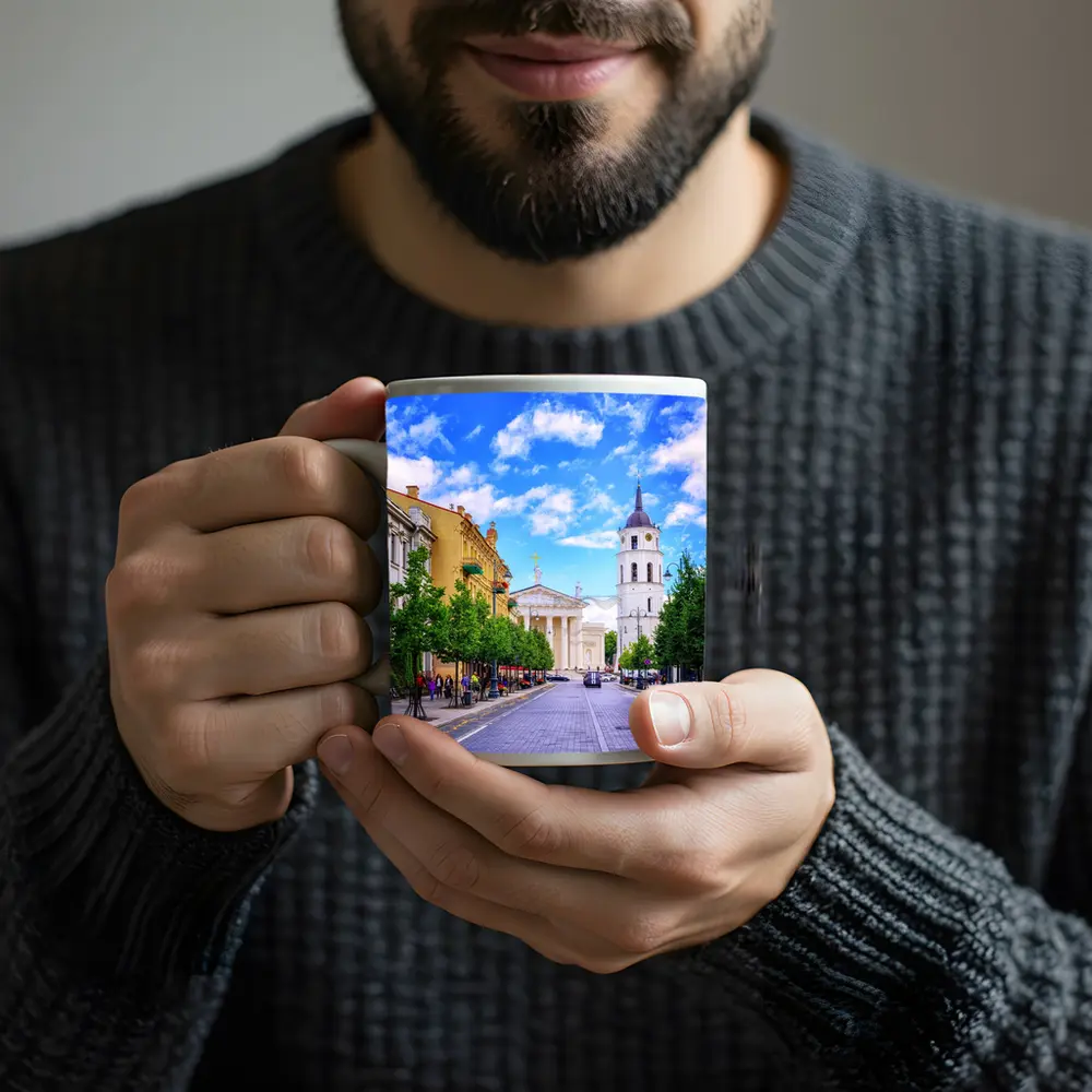 Vilnius Cathedral Bell Tower Old Town Street – Mugs
