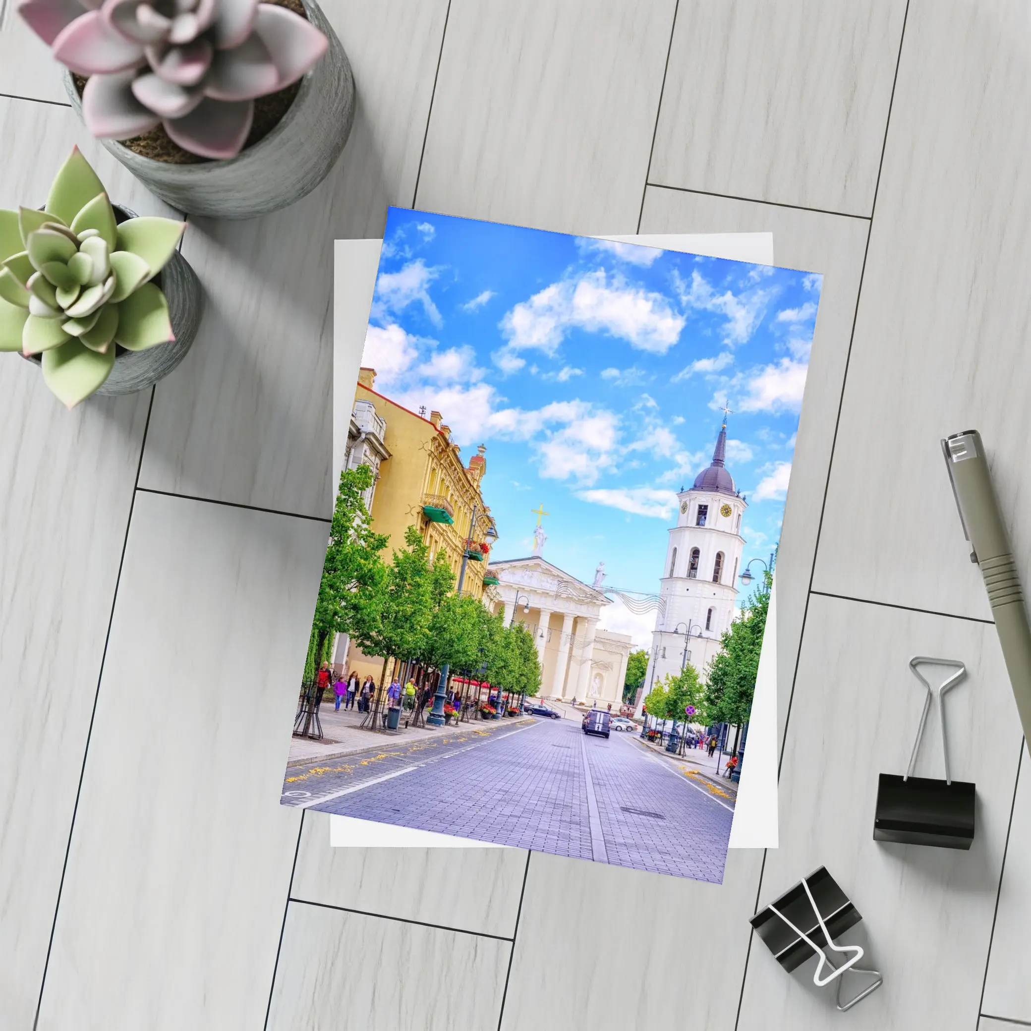 Vilnius Cathedral Bell Tower Old Town Street – Postcards