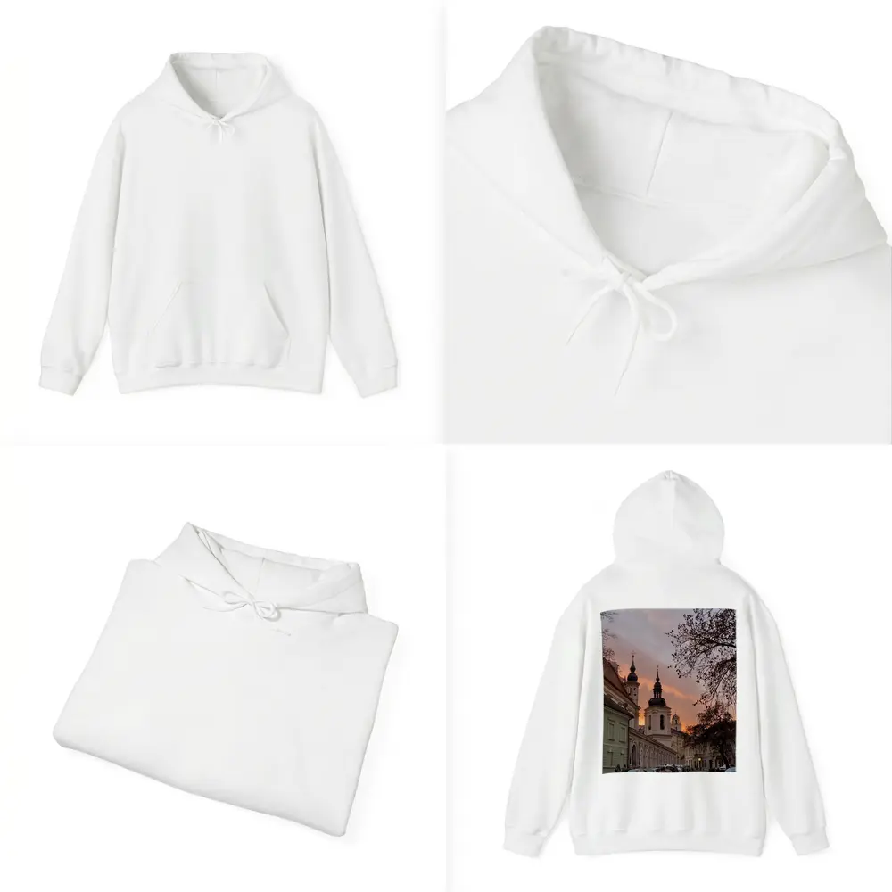 Church Towers Glowing Sunset Sky Street – Hoodies