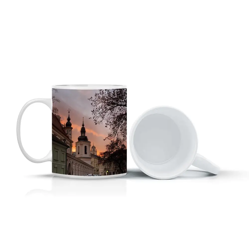 Church Towers Glowing Sunset Sky Street – Mugs