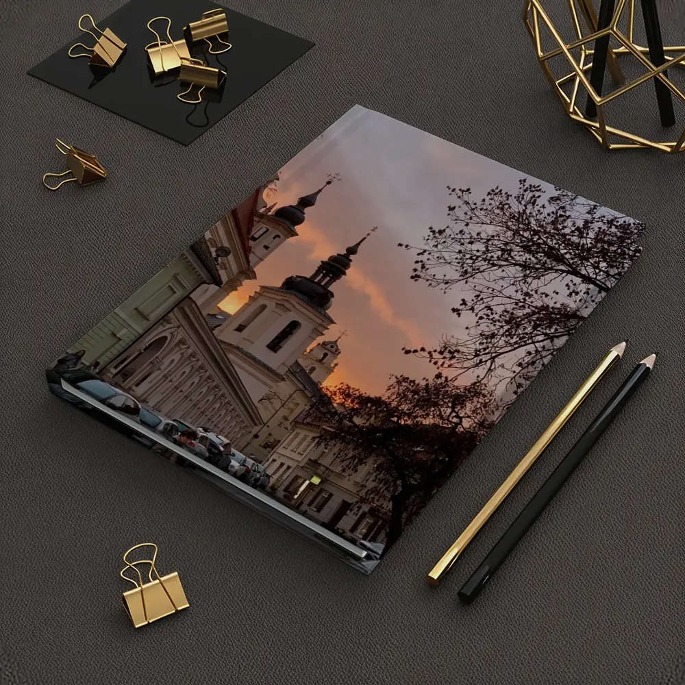 Church Towers Glowing Sunset Sky Street – Notebooks
