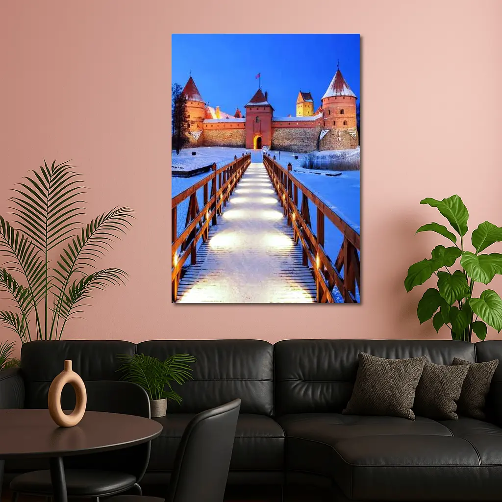 Trakai Island Castle Snow Winter Night – Wall Art