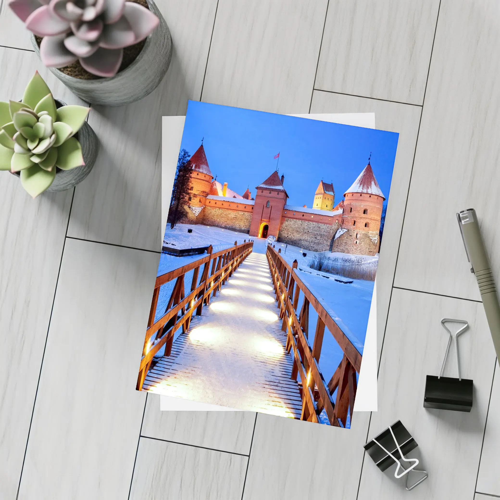 Trakai Island Castle Snow Winter Night – Postcards