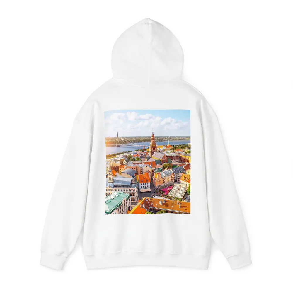 Riga Old Town Aerial View River Bridge – Hoodies