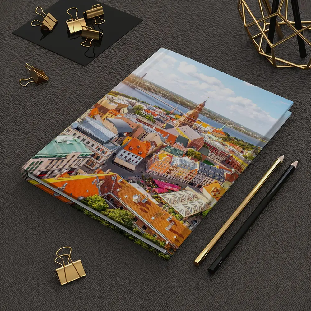 Riga Old Town Aerial View River Bridge – Notebooks