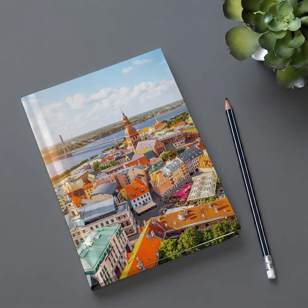 Riga Old Town Aerial View River Bridge – Notebooks