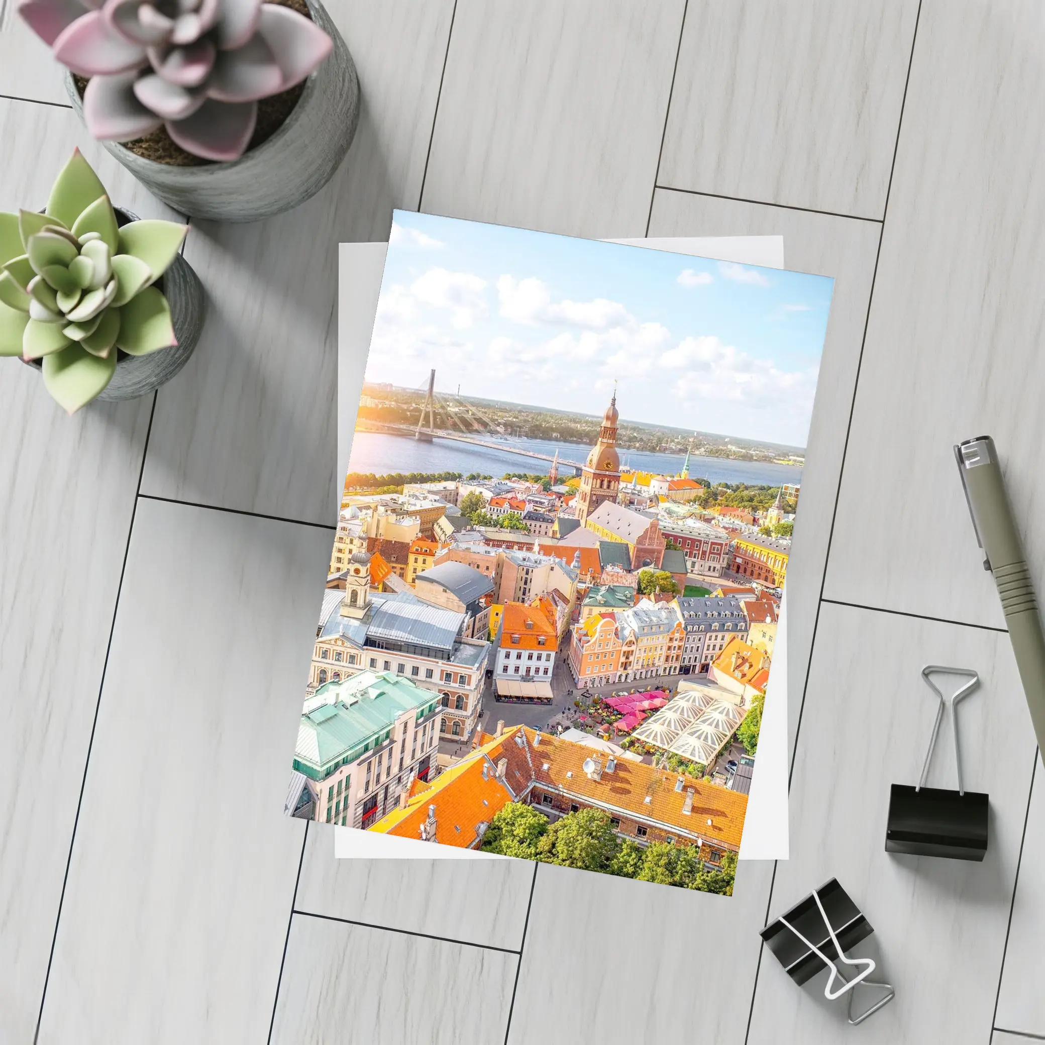 Riga Old Town Aerial View River Bridge – Postcards