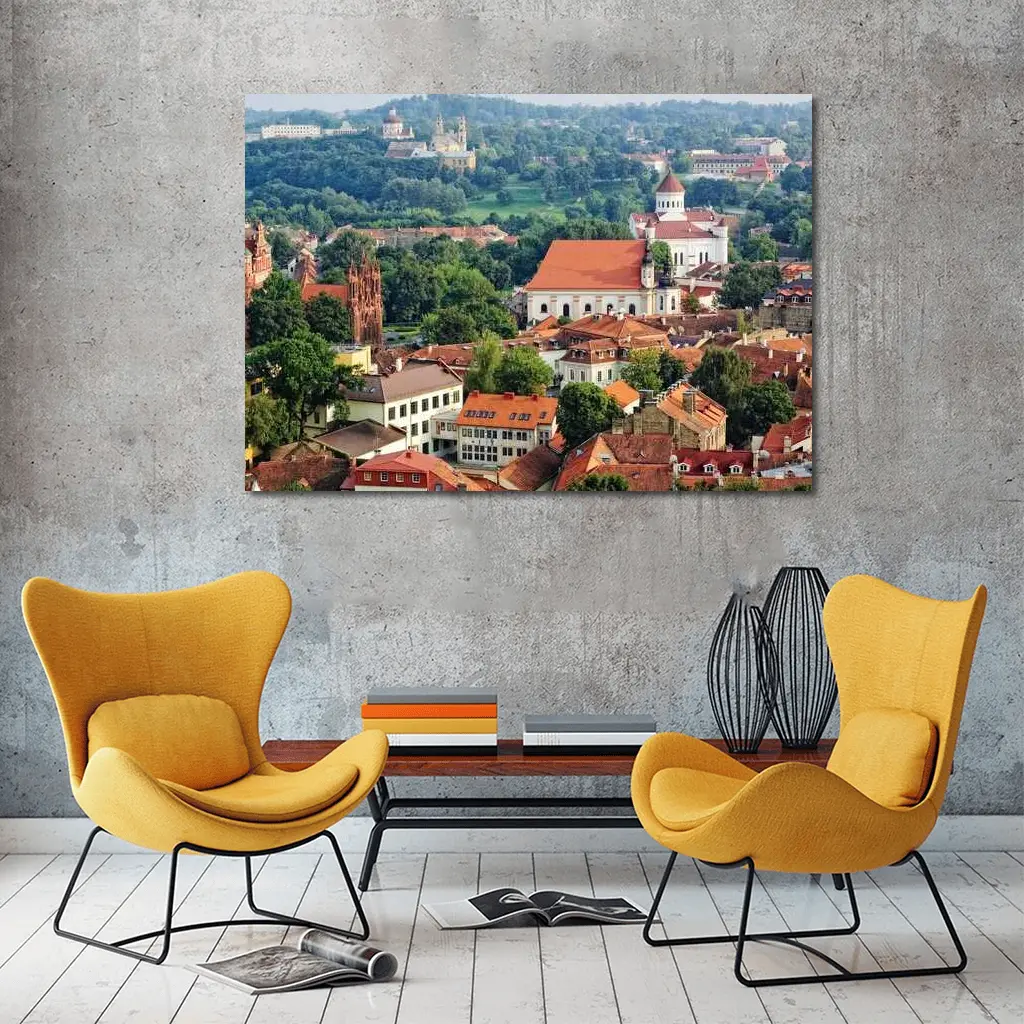 Vilnius Old Town Aerial View Lithuania – Wall Art