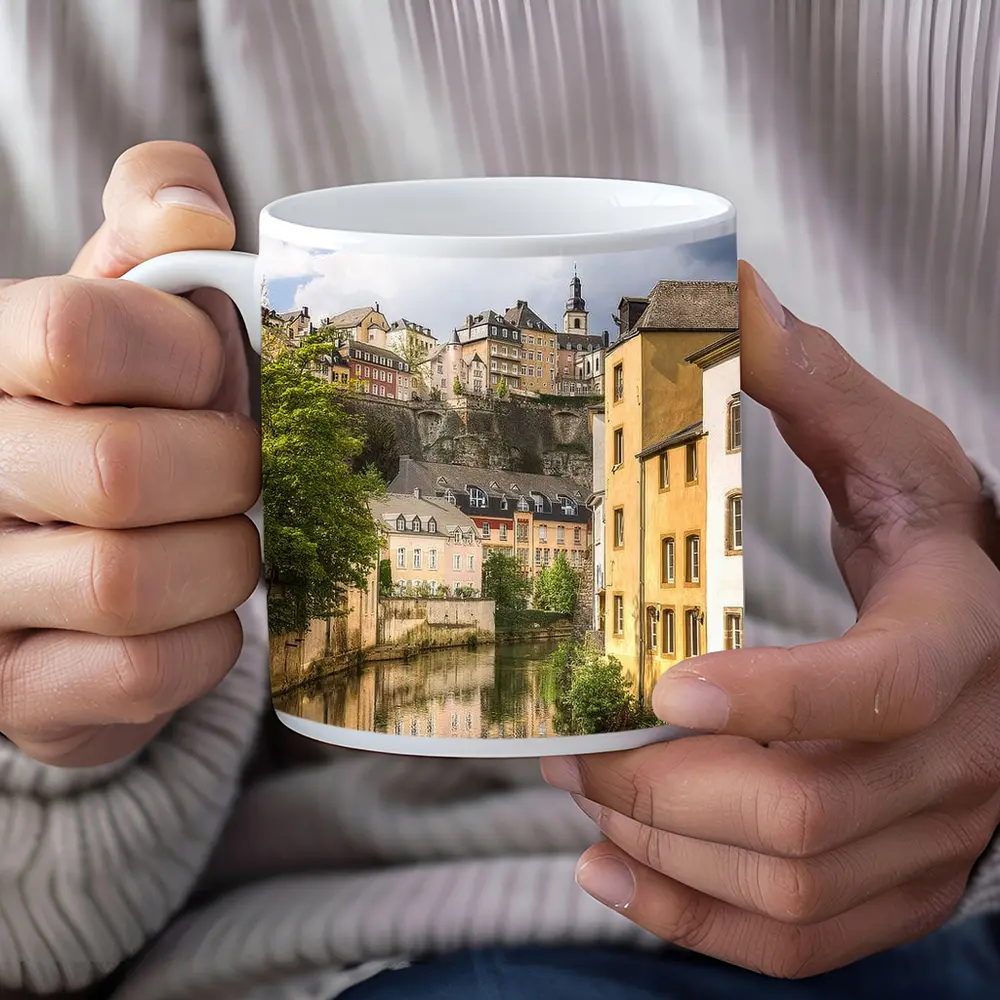 Luxembourg City Old Town River View – Mugs